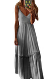 Plus Size Ombre Pleated Sleeveless Maxi Dress Grey