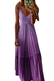 Plus Size Faux Wrap V Neck Ombre Cami Maxi Dress Purple