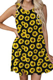 Sleeveless Sunflower Print Swing Mini Dress