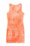 Scoop Neck Tie Dye Tank Dress Tangerine
