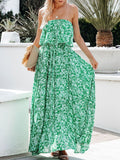 Floral Print Strapless Tube Top Maxi Dress with Side Split