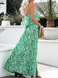 Floral Print Strapless Tube Top Maxi Dress with Side Split