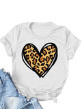 Leopard Heart Graphic T-Shirt Tops Valentine's Day Shirt