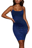 Women's Sexy Backless Lace Up Glitter Bodycon Mini Club Party Dress
