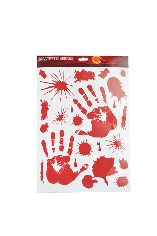 Bloody Hand Print Wall Stickers For Halloween Decoration Red