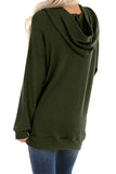 Casual Loose Long Sleeve Pocket Hood Sweater Olive