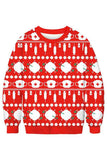 Crew Neck Antivirus Print Long Sleeve Sweatshirt Berry Red