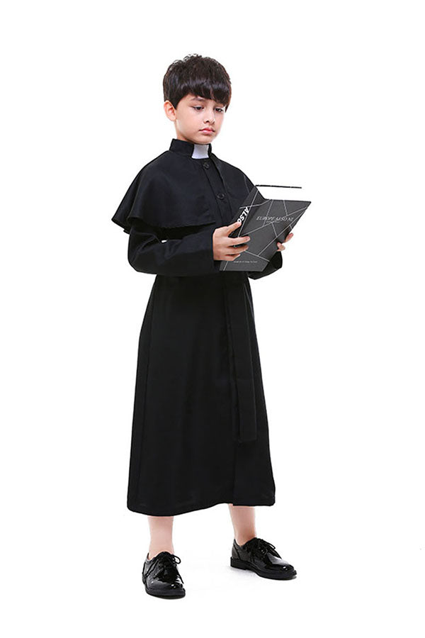 Cool Halloween Cosplay Priest Robes Kids Costume Black