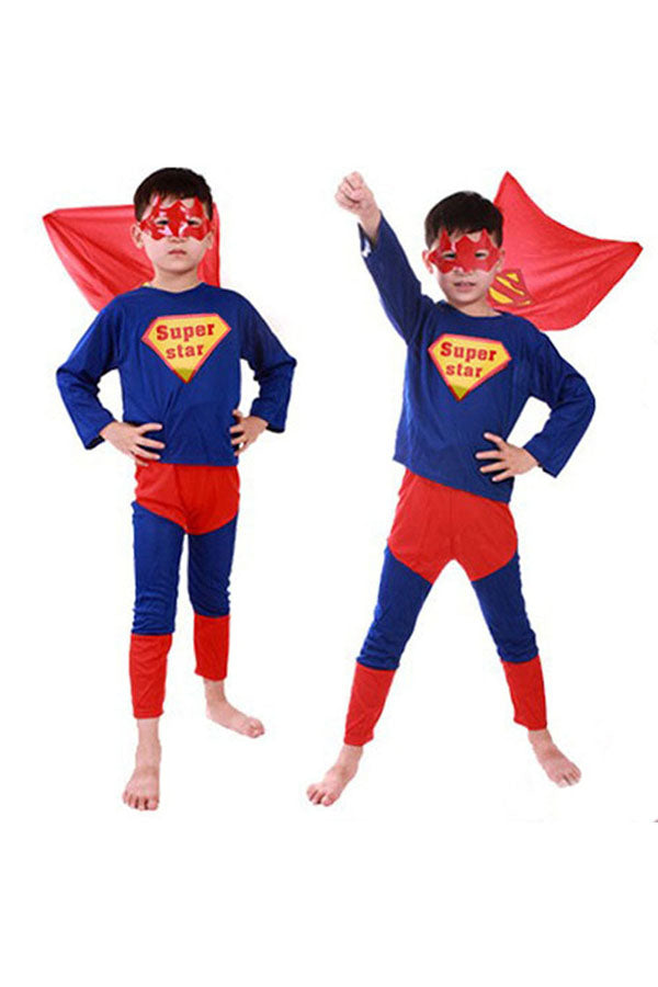 Cool Halloween Cosplay Superhero Superman Kids Costumes Blue