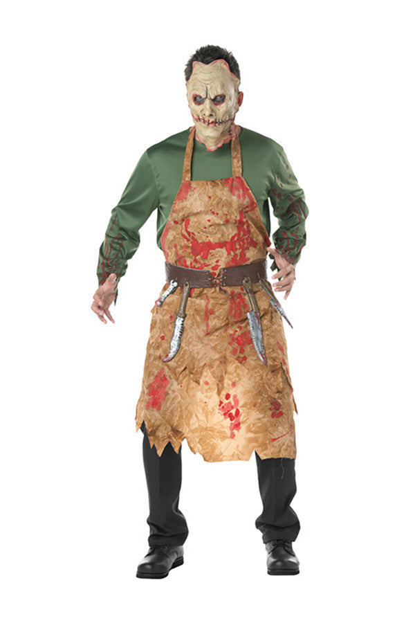 Scary Bloody Butcher Halloween Costume For Men Green