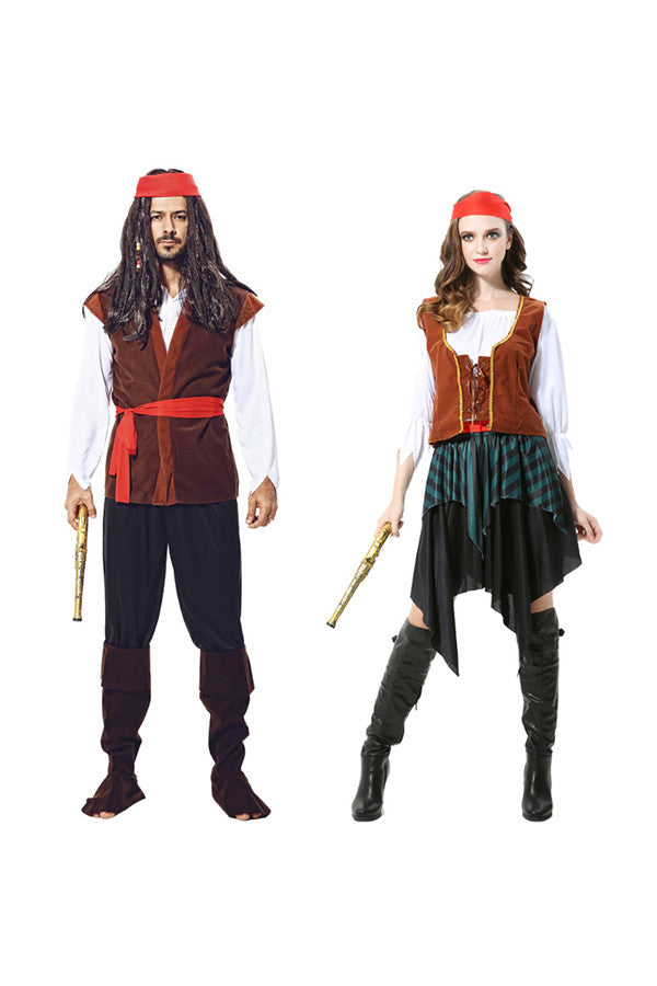 Halloween Party Fancy Pirates Of The Caribbean Costume For Men Coffee