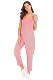 Casual Knot Strap Straight Leg Overall Pink