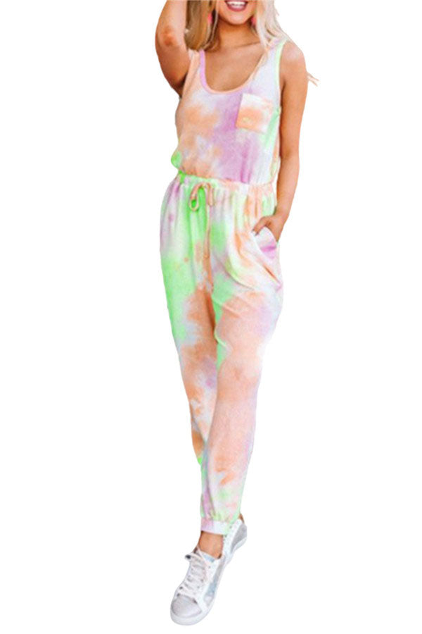 Summer Tie Dye Two Piece Set Tank Top With Jogger Pants For Women