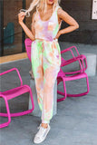 Summer Tie Dye Two Piece Set Tank Top With Jogger Pants For Women