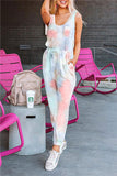 Women's Tie Dye Tank Top Jogger Pants Two Piece Outfit With Pocket