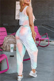 Women's Tie Dye Tank Top Jogger Pants Two Piece Outfit With Pocket