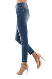 Skinny Ripped Leopard Print Patchwork Jeans Blue