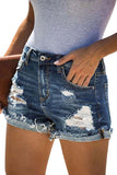 Women's High Waisted Pocket Distressed Denim Shorts