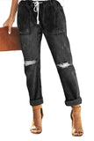 Women's High Waisted Ripped Boyfriend Distressed Jeans