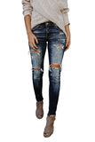 Women's High Waisted Skinny Pants Destroyed Ripped Jeans