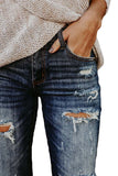 Women's High Waisted Skinny Pants Destroyed Ripped Jeans