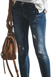 Women's Ripped Distressed Skinny Fit Jeans With Slit