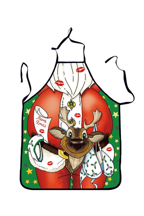Funny Adult Party Cosplay Santa Claus Print Christmas Apron