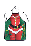 Funny Adult Party Cosplay Sexy Santa Print Christmas Apron Red