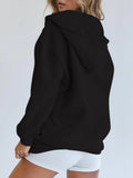 Womens Long Sleeve Zip Up Sweatshirt Drawstring Hoodie