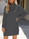Women Dolman Sleeve Chunky Turtleneck Sweater Mini Sweater Dress