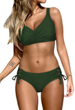 Womens Wrap Two Piece Push Up Swimsuits Cross Lace Up Two Piece Bathing Suit