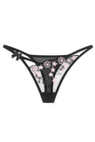 Women's Sexy Sheer Floral Lace Thong Underwear Brief Black