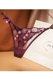 Women's See Through Floral Lace Thong Sexy Brief Purple