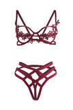 Women's Cut Out Bra And Panty Set Underwire Lingerie Set