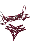 Women's Cut Out Bra And Panty Set Underwire Lingerie Set