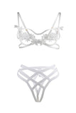 Women's Floral Cut Out Lingerie Bra And Panty Set