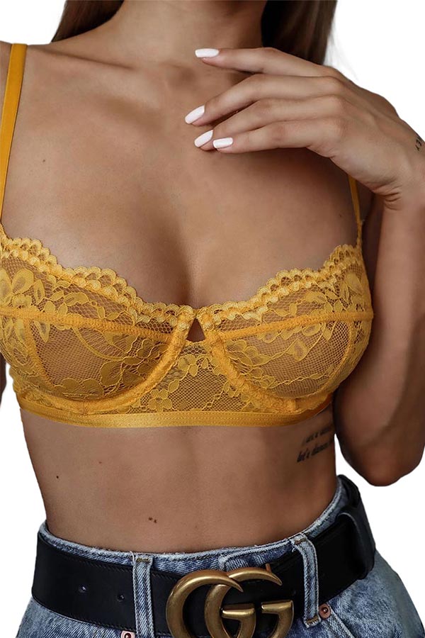 Solid Sexy Lace Crochet Bra Lingerie Ginger