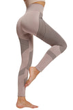 Color Block High Waisted Workout Leggings Beige