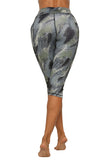 Women's High Waisted Capri Yoga Camo Leggings Olive