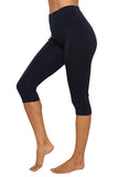 Women's High Waisted Workout Basic Capri Leggings Navy Blue