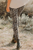 Women's Leopard Print Knee Cut Out Floral Lace Patchwork Leggings