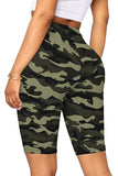Camouflage Print High Rise Workout Bike Shorts Olive