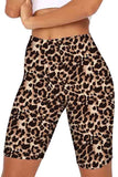 Leopard Print Yoga High Waisted Bike Shorts Chestnut