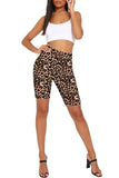 Leopard Print Yoga High Waisted Bike Shorts Chestnut