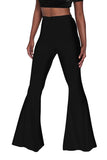 Women's Solid High Waisted Bell Bottom Pants