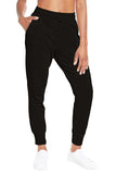 Solid Wide band High Waisted Sport Pants Black