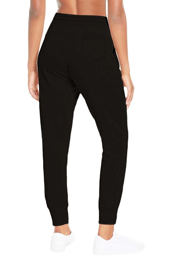 Solid Wide band High Waisted Sport Pants Black