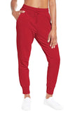 Sports Drawstring High Waisted Jogger With Pocket Red