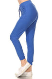 Women's Pocket Plain High Waisted Jogger Sweatpants Blue