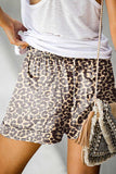 Plus Size Drawstring Leopard Print Casual Summer Shorts For Women